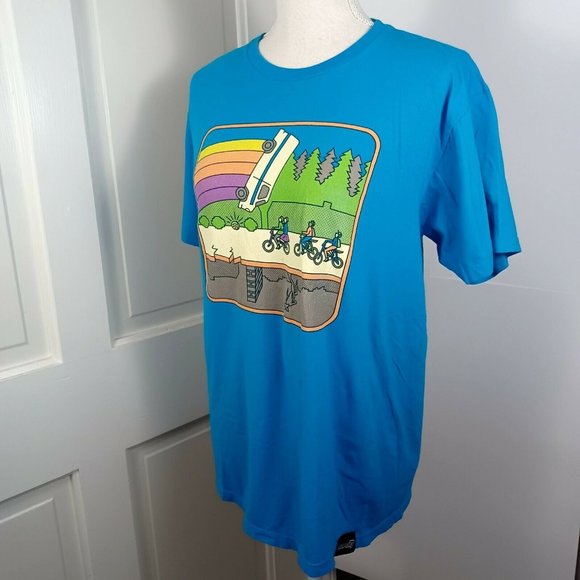 📍2/$20 Super 7 Stranger Things Distressed Print Tee Medium Blue *MINOR WEAR - Picture 3 of 14